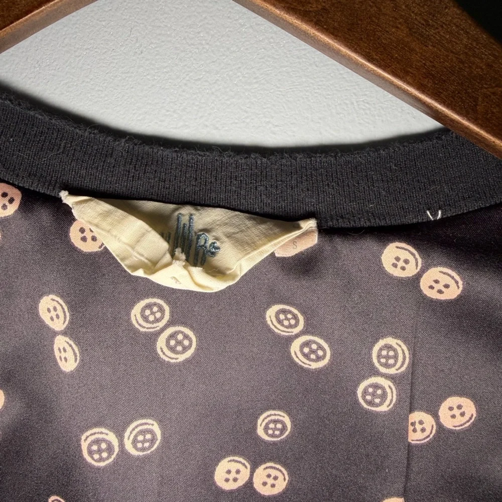 Anthropologie monogram HWR button print long sleeve open front cardigan